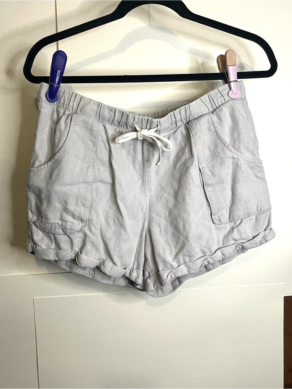 Anthropologie Mermaid Women’s Waist 29 Beige Linen Blend Drawstring Shorts